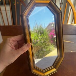 Vintage 70s Cape Craftsmen Boho Octagonal Wall Mirror Antique Gold Frame